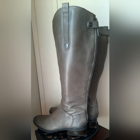 SAM EDELMAN Tall Wide Calf Boots | Dark Grey | Supple Leather |  NEW!! - Picture 7 of 14